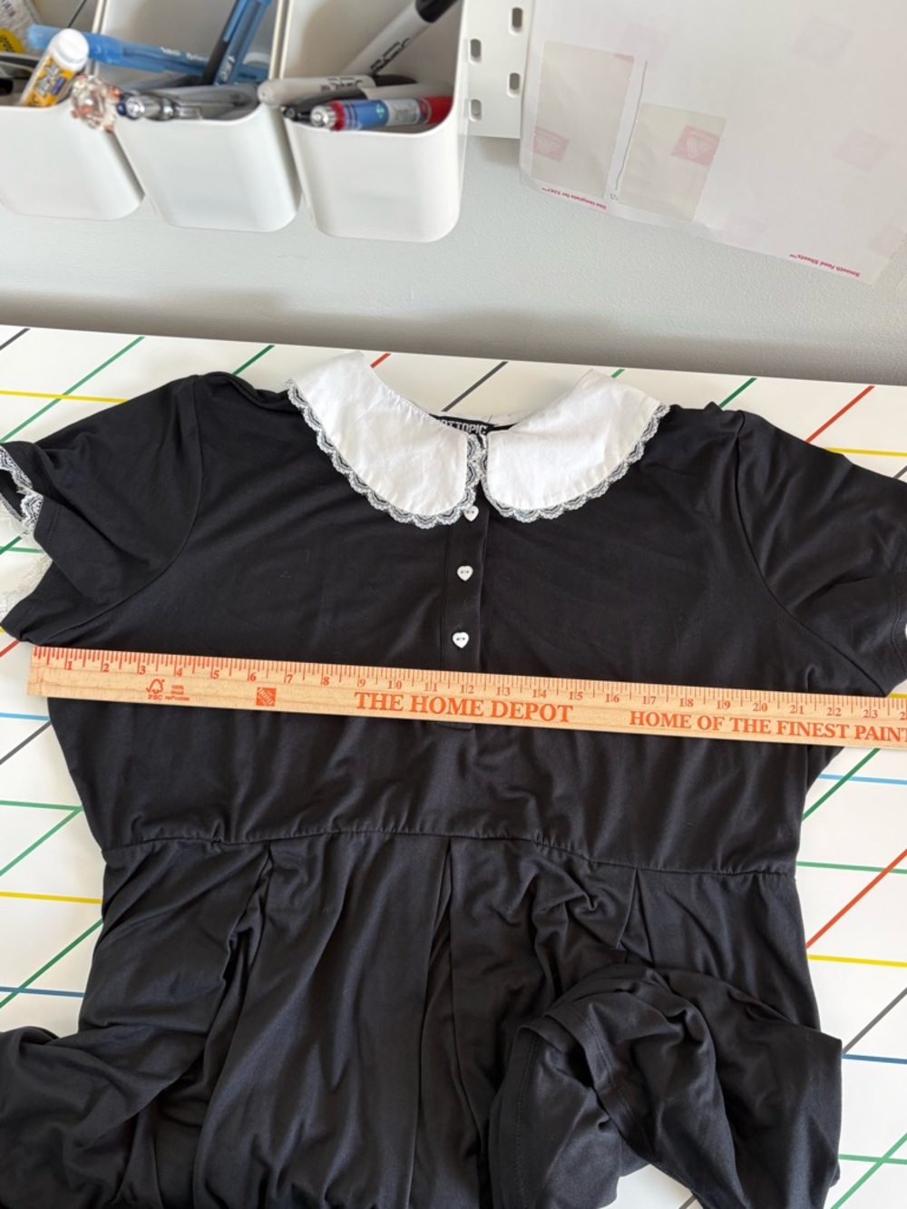 Hot Topic Goth Kawaii black dress w/ white Peter Pan collar & lace sz 14/16 (1) - Picture 10 of 13